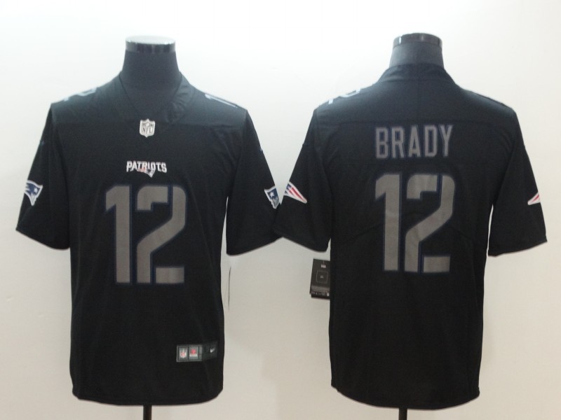 Men's New England Patriots #12 Tom Brady Black Jersey